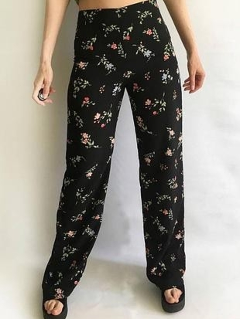 H&M Floral High Waisted Flowy Wide Leg Pants - Size 4